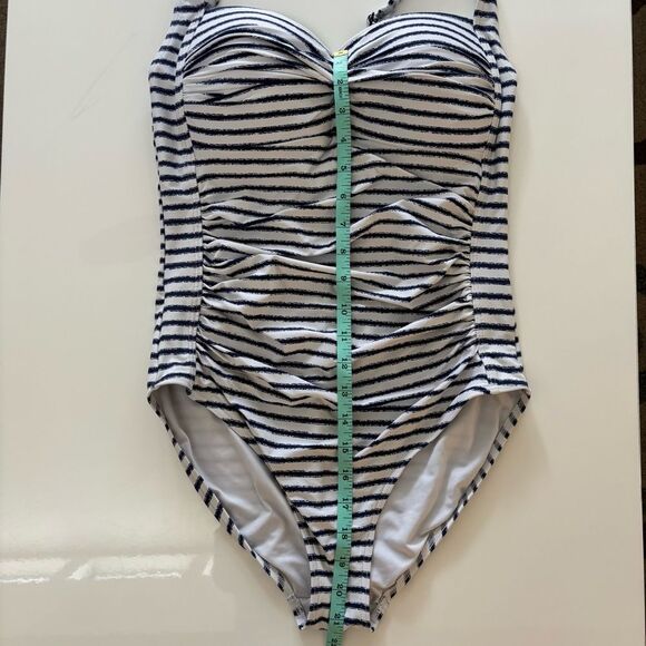 Swimsuit White/Blue Striped Women's 1 Piece - Picture 5 of 6